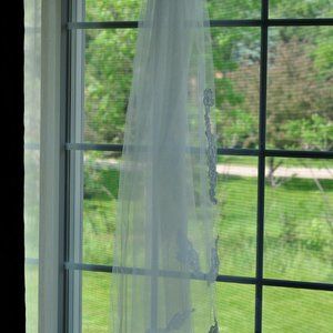 Paloma Blanca Wedding Veil /Champagne / Fingertip Length / Delicate Natural Lace